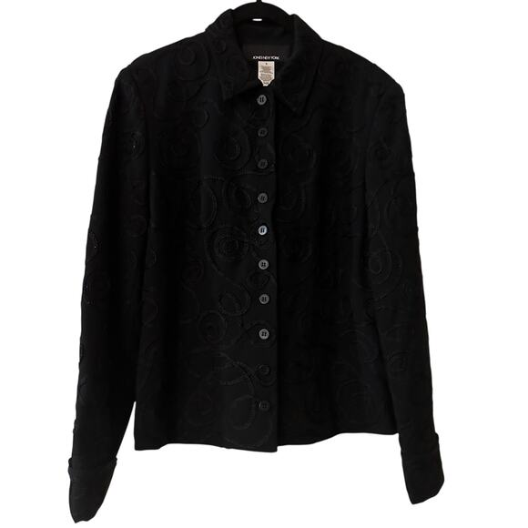 Jones New York Black beaded and embroidered blazer shacket size 8 - Picture 1 of 6